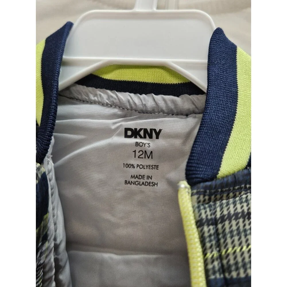 DKNY  Size 12 M Set Of 3, Green- Blue Vest/ Blue Pants/ Cream Long‎ Sleeve Print
